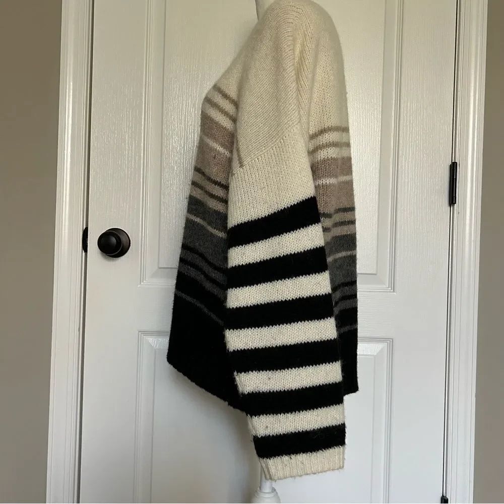 Women’s Alpaca Blend Oversized Sweater Extra Long Sleeves Neutral Ombré Medium - Picture 3 of 13